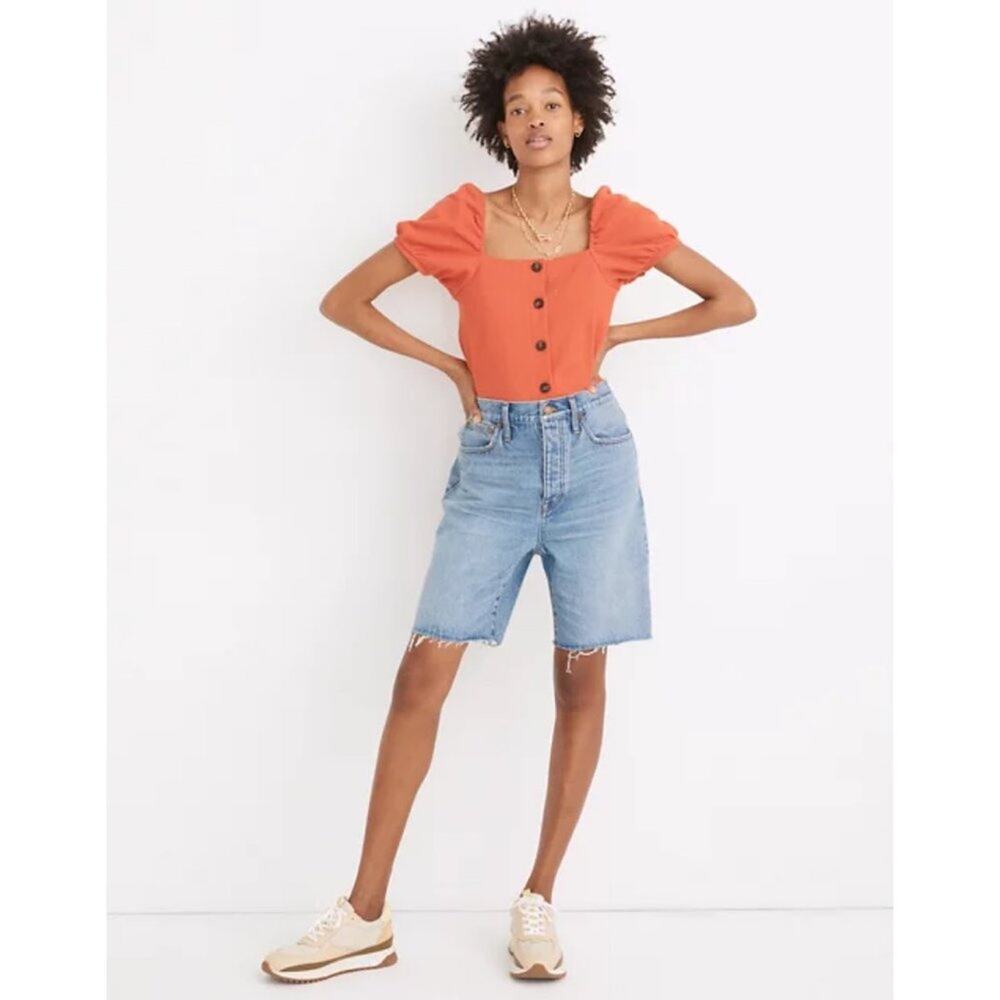 New Madewell Baggy Denim Bermuda Shorts in Cedarcroft Wash Women's Size 28